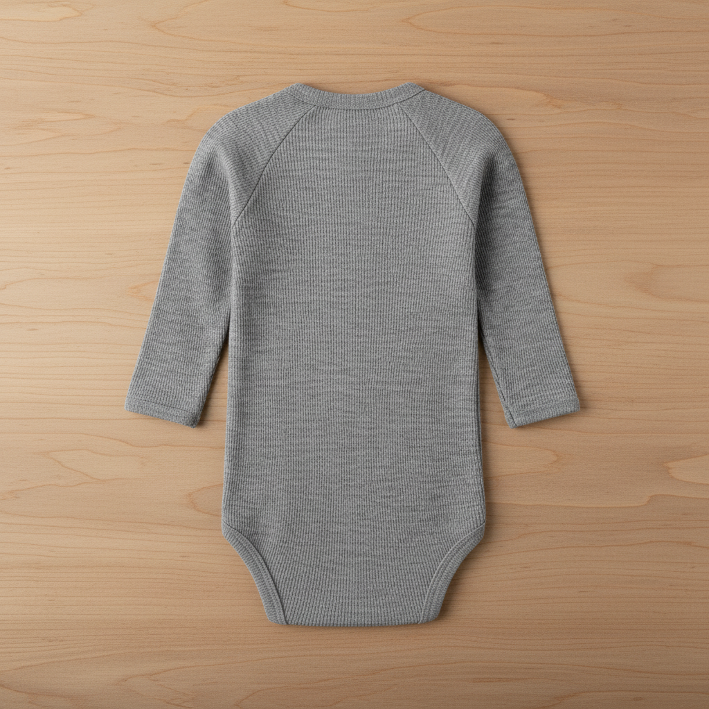 Merino Wool Wrap Romper Long Sleeve - Gray