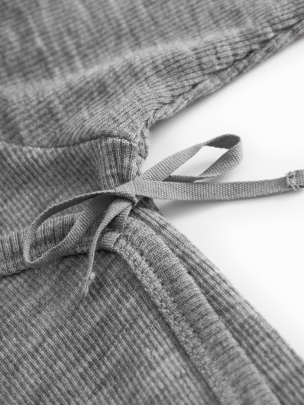 Merino Wool Wrap Romper Long Sleeve - Gray