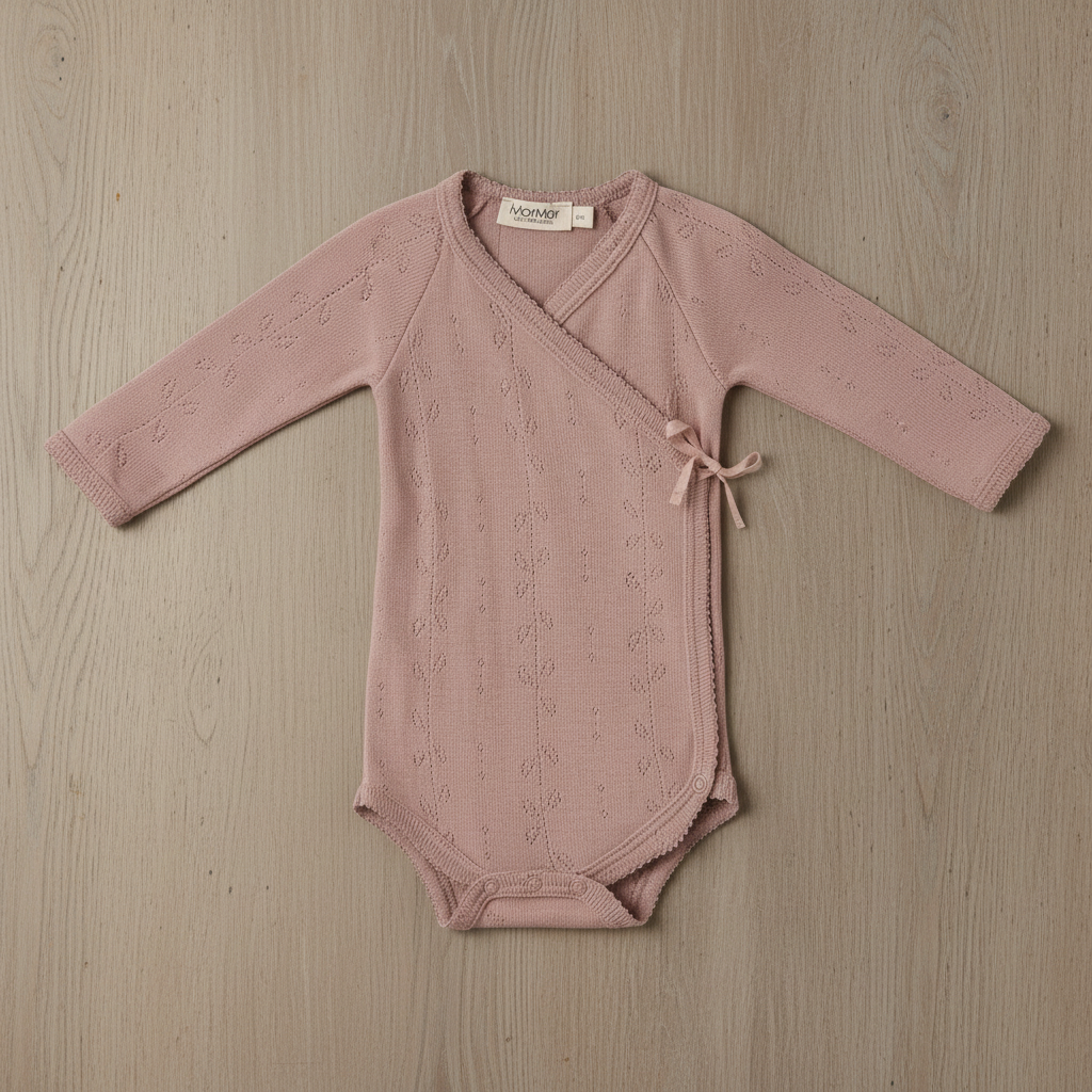 Merino Wool Wrap Romper Long Sleeve - Burnt Rose