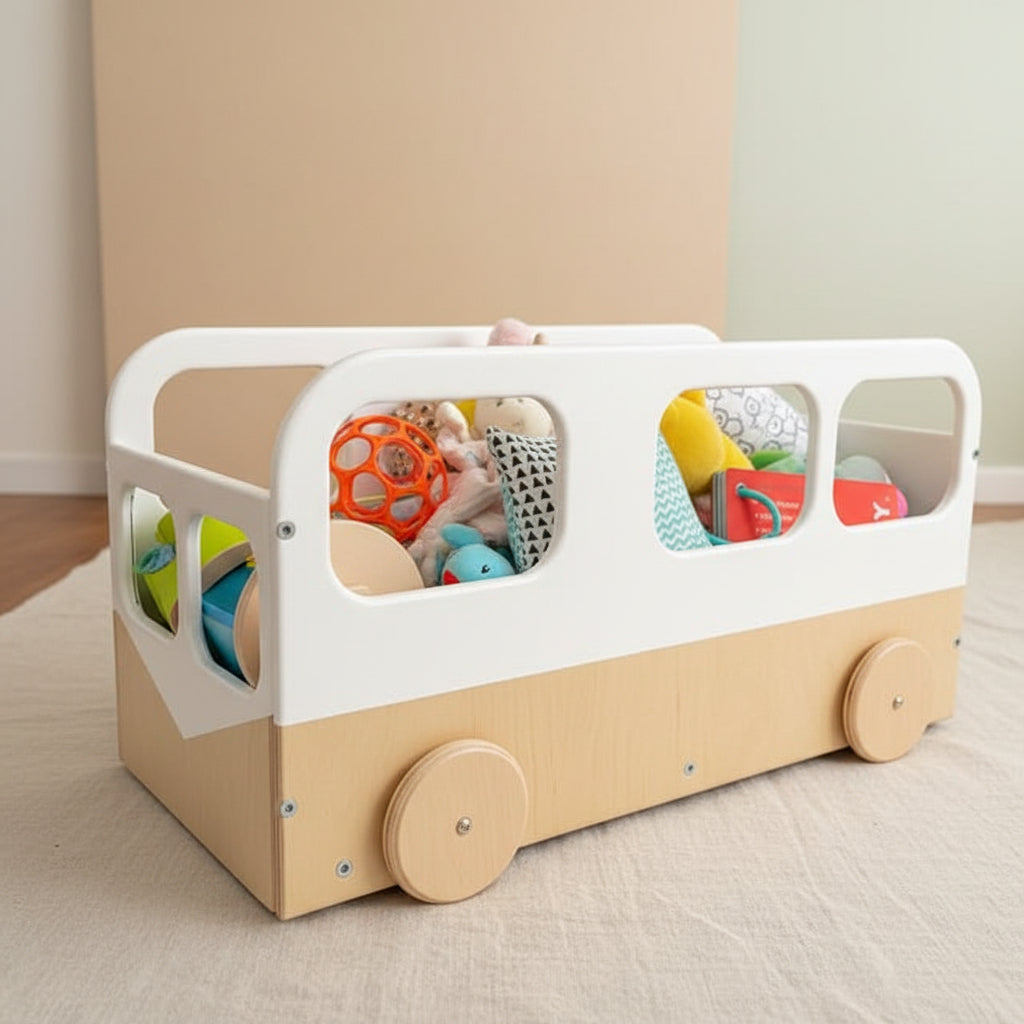 Kids Toy Storage Box on Wheels - Bus
