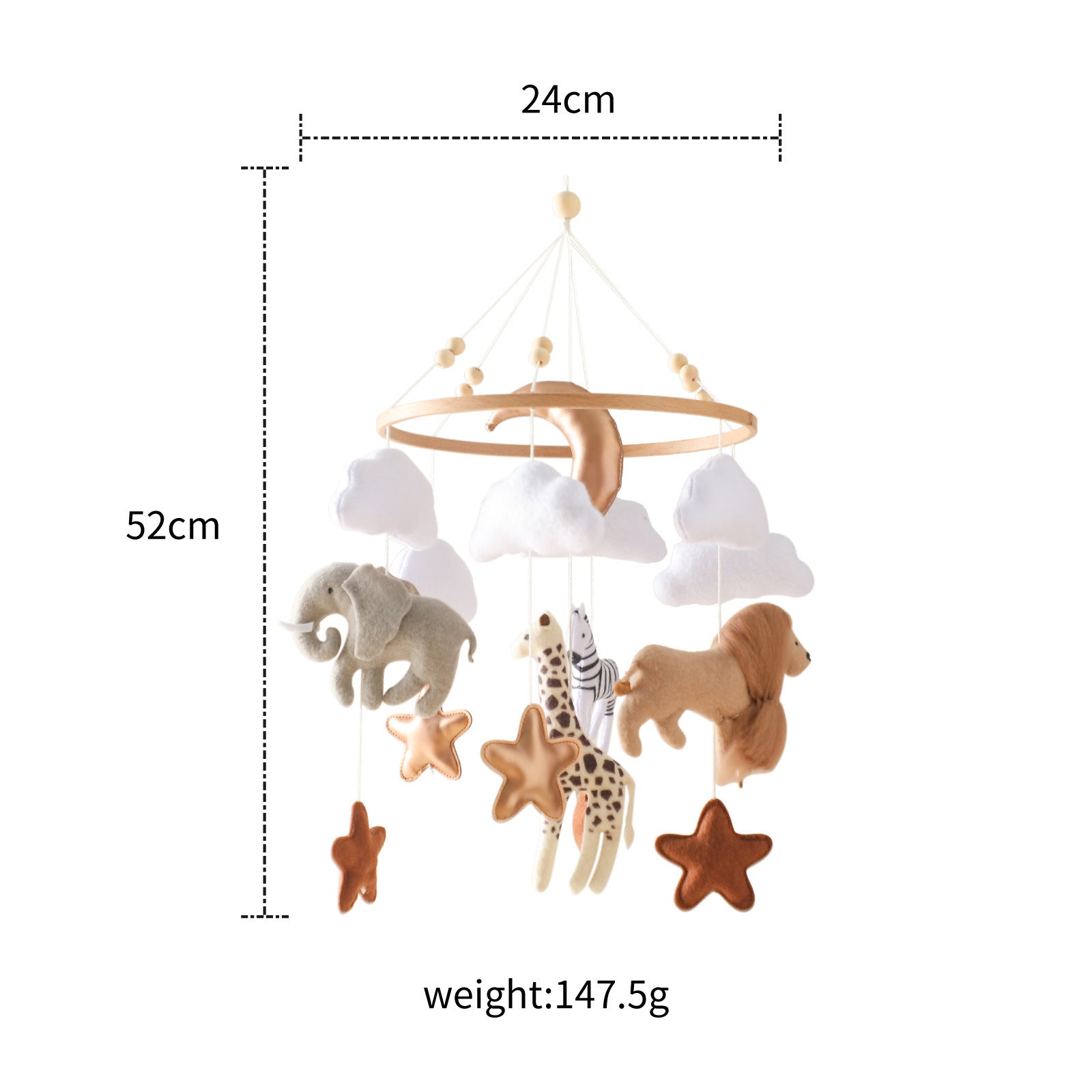 Crib Mobile animals and stars