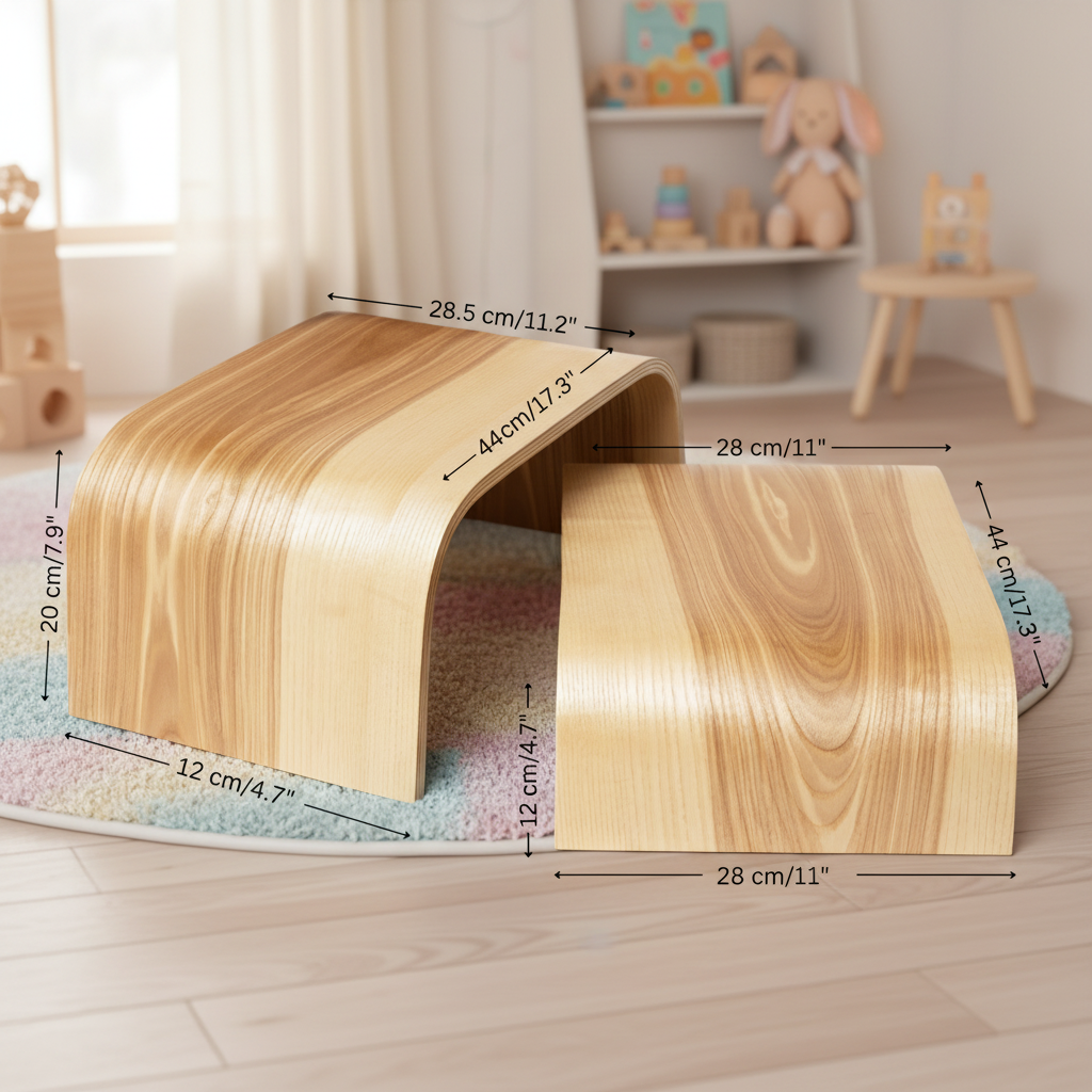 Adjustable Wooden Step Stools - Set of 2