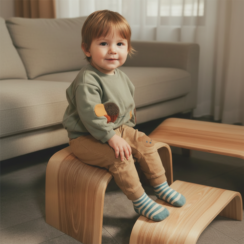 Adjustable Wooden Step Stools - Set of 2