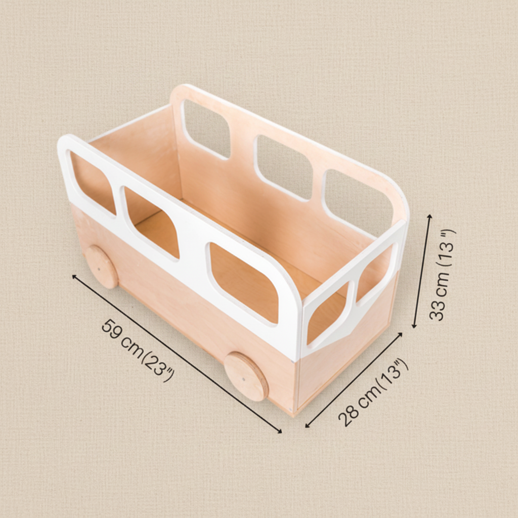 Kids Toy Storage Box on Wheels - Bus