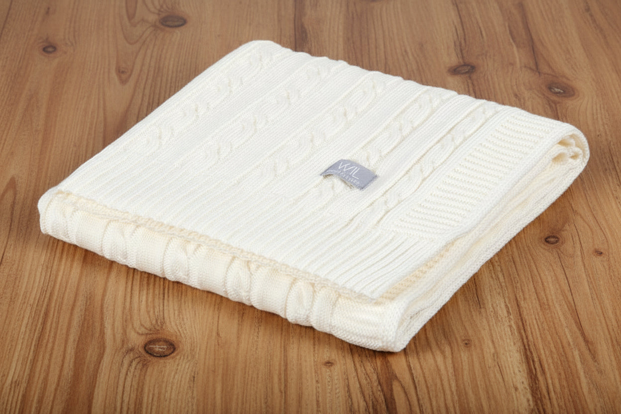 Merino Wool Blanket & Bonnet fishbone