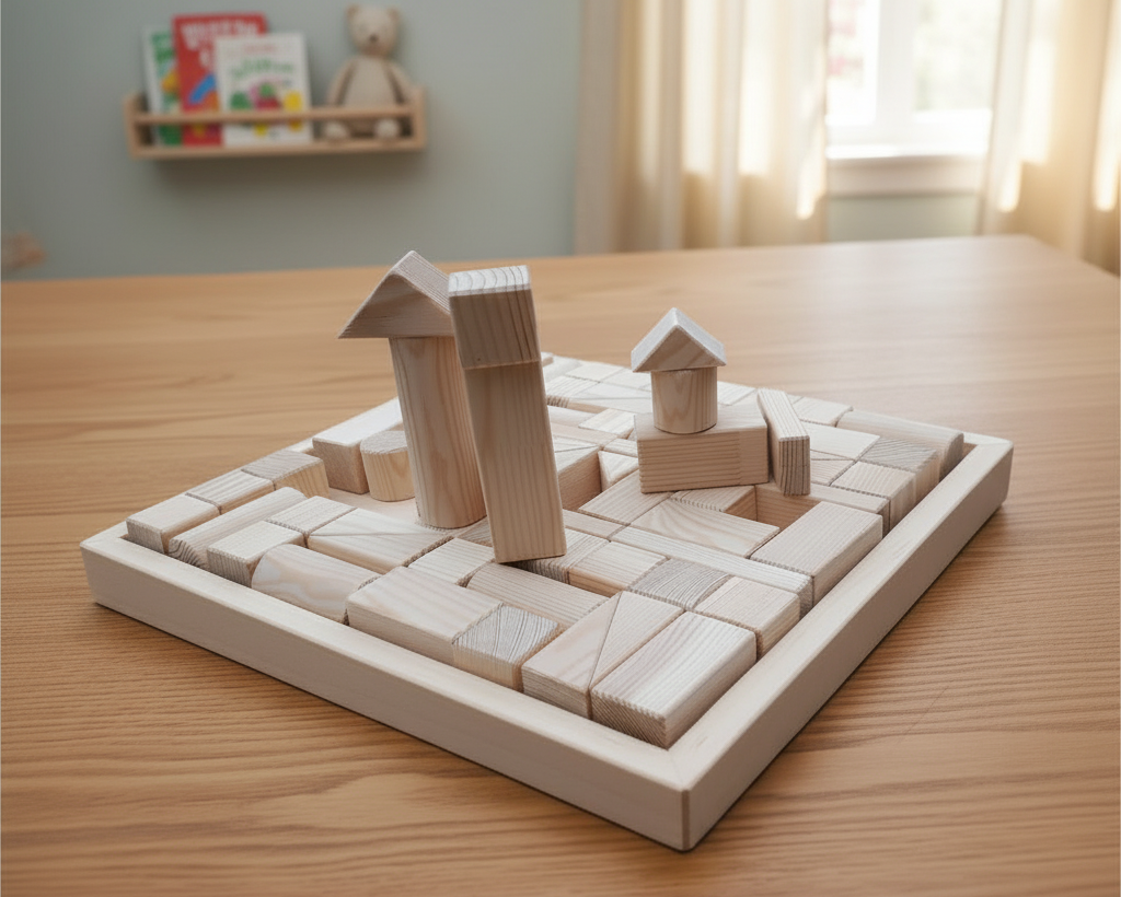Hand-made Wooden Blocks for Kids – 70 pieces
