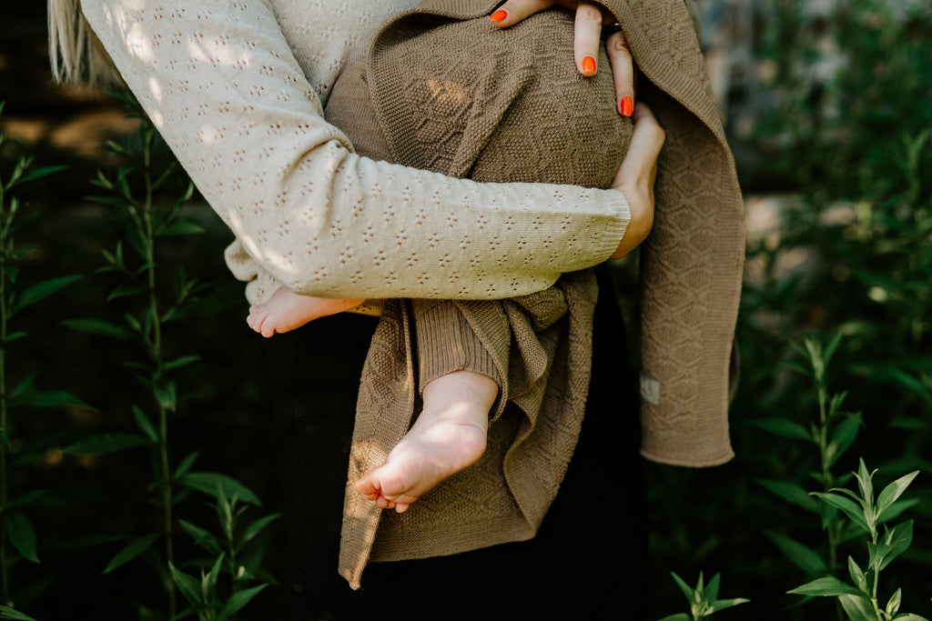 Merino wool baby blanket light brown