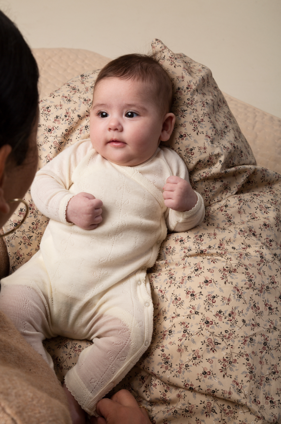 Merino Wool Wrap Romper Suit - Natural