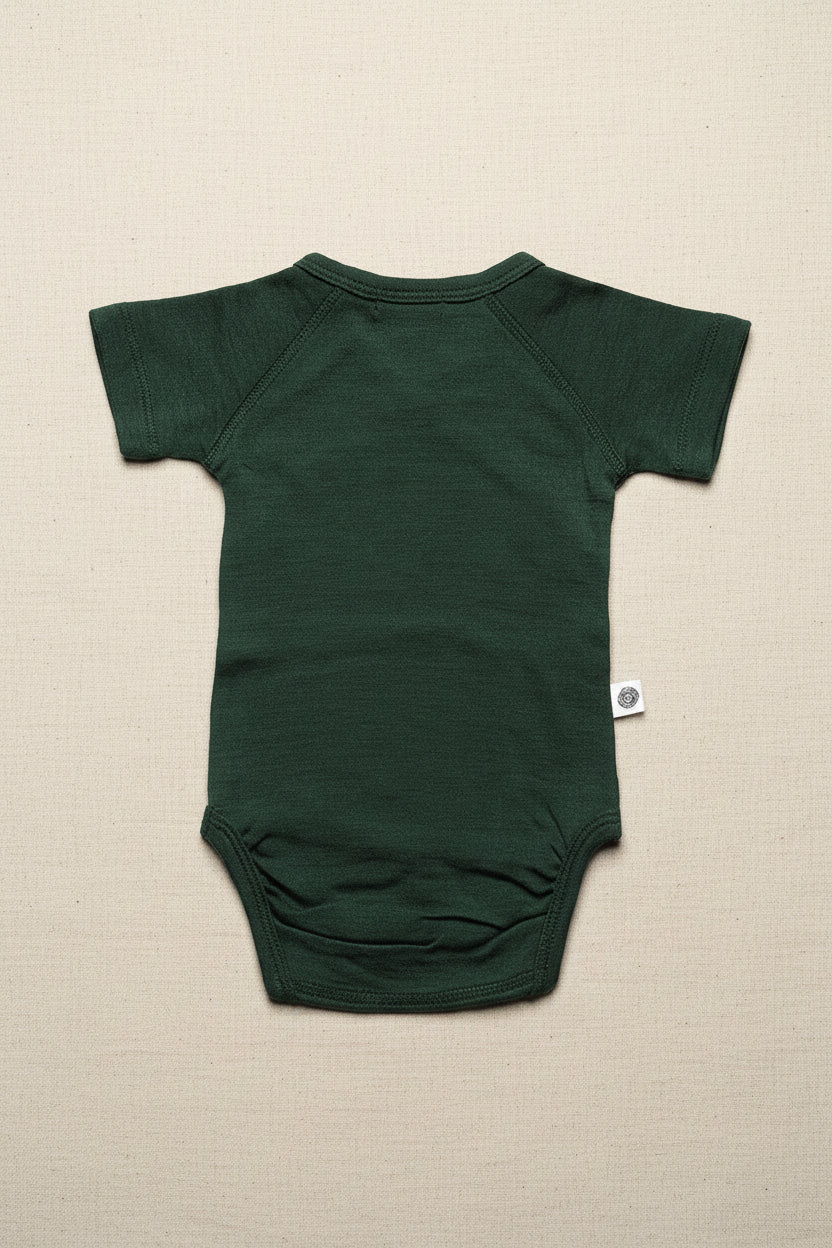 Merino Wool Wrap Romper Short Sleeve - Mountain View