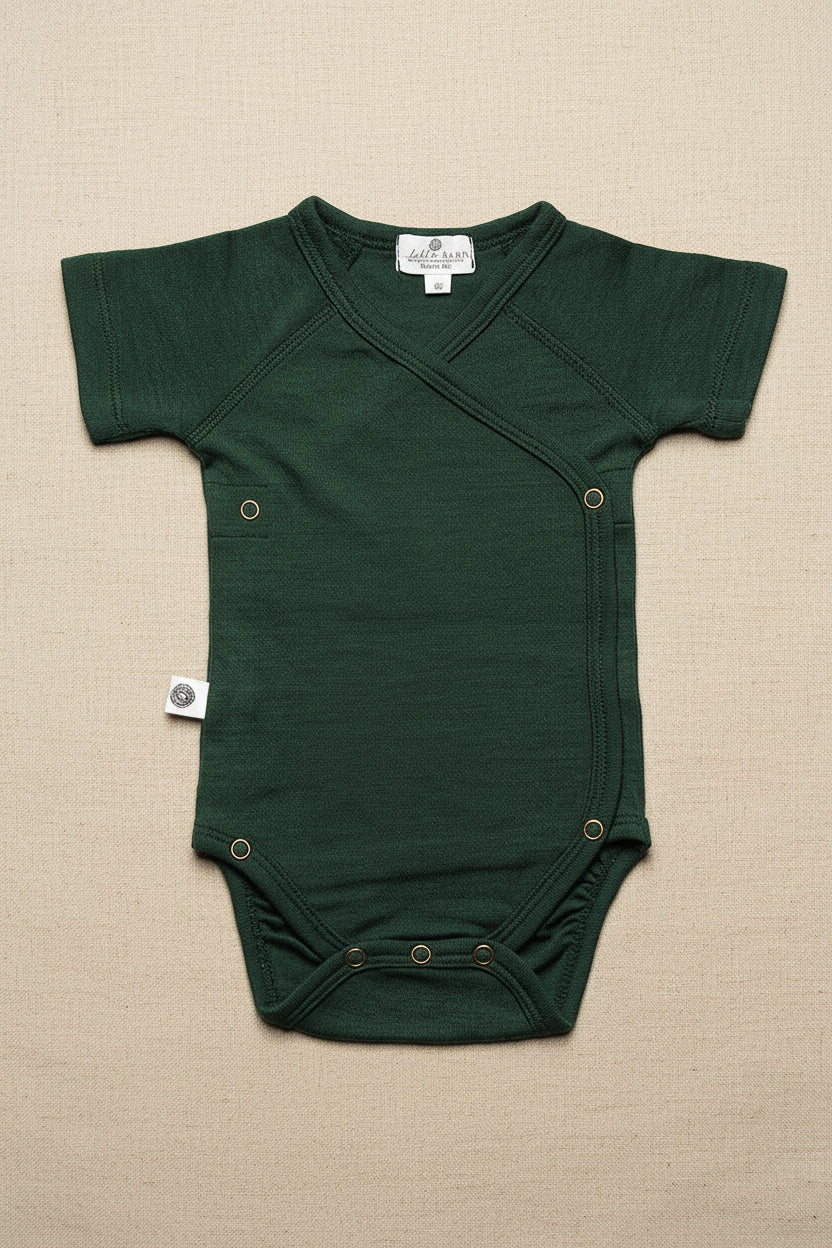 Merino Wool Wrap Romper Short Sleeve - Mountain View
