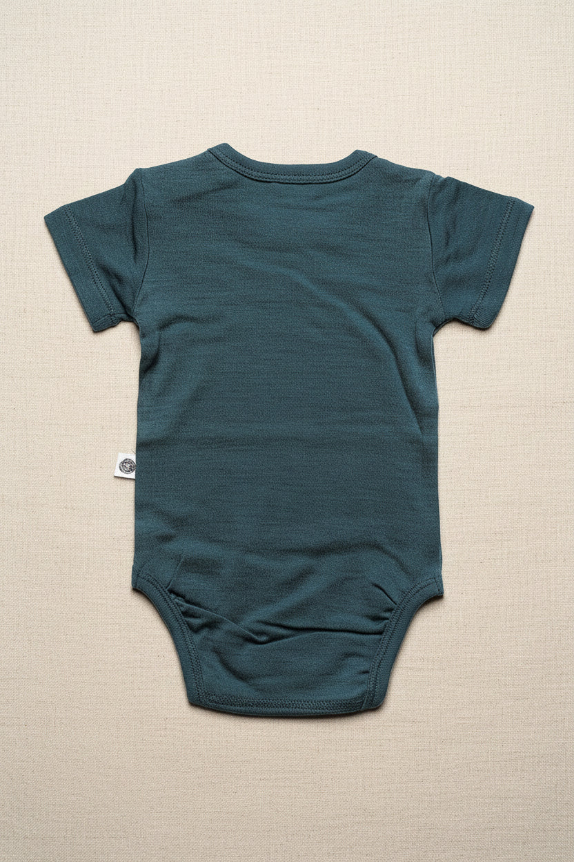 Merino Wool Romper Short Sleeve - Orion Blue