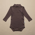Merino Wool Romper Long Sleeve with Turtleneck - Peppercorn