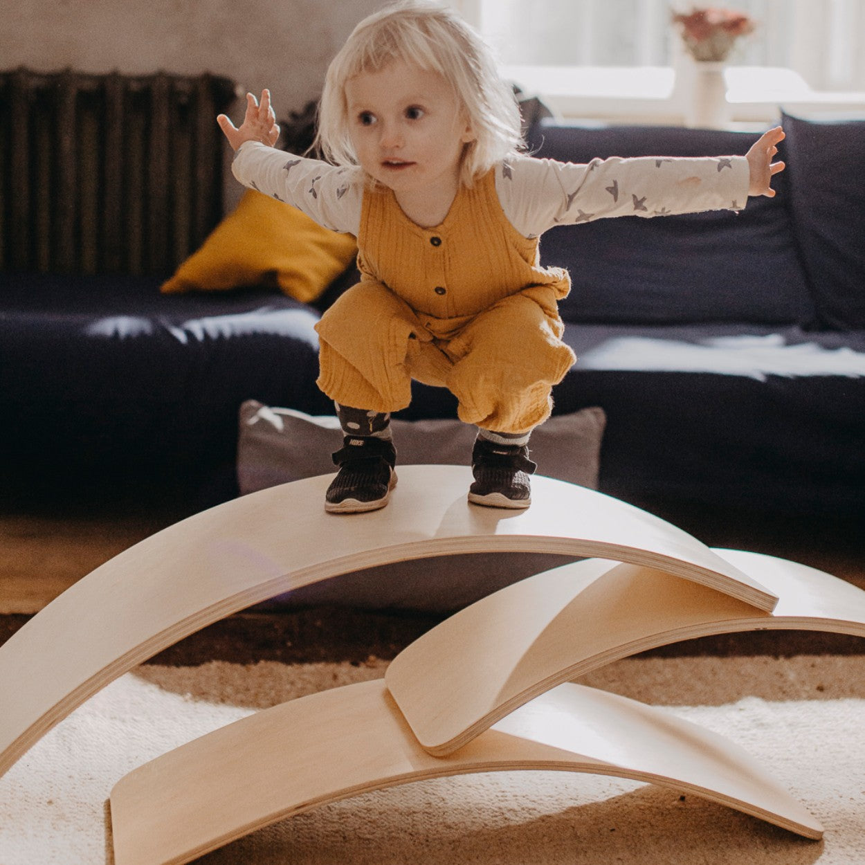 Wooden Balance Board with girl