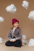 100% Baby Alpaca Cable Hat for Kids - Mulberry