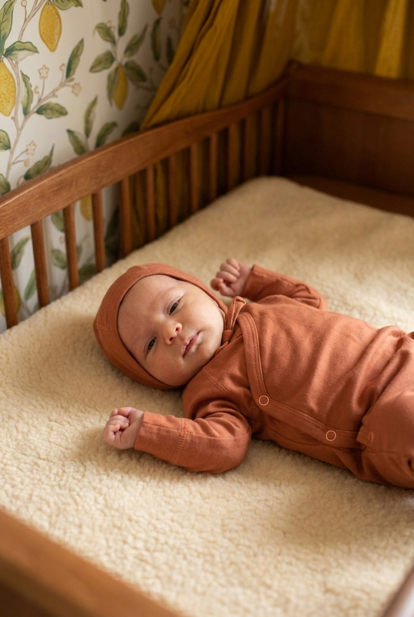 Merino Wool Wrap Romper Suit - Coral Gold