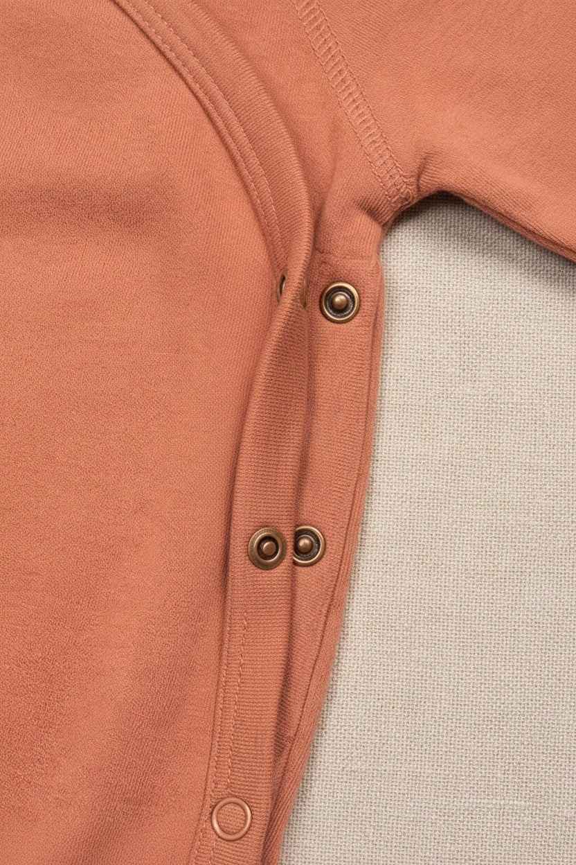 Merino Wool Wrap Romper Suit - Coral Gold