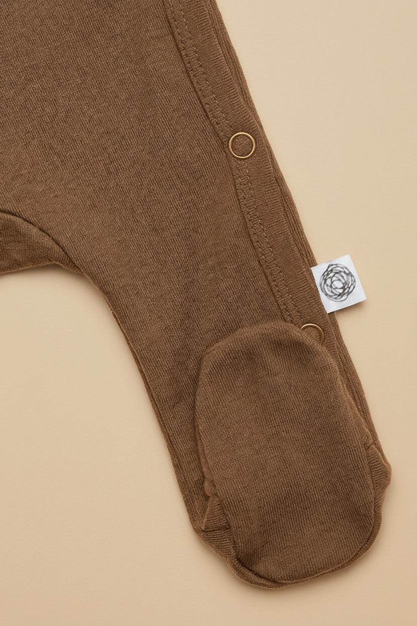 Merino Wool Wrap Romper Suit - Walnut