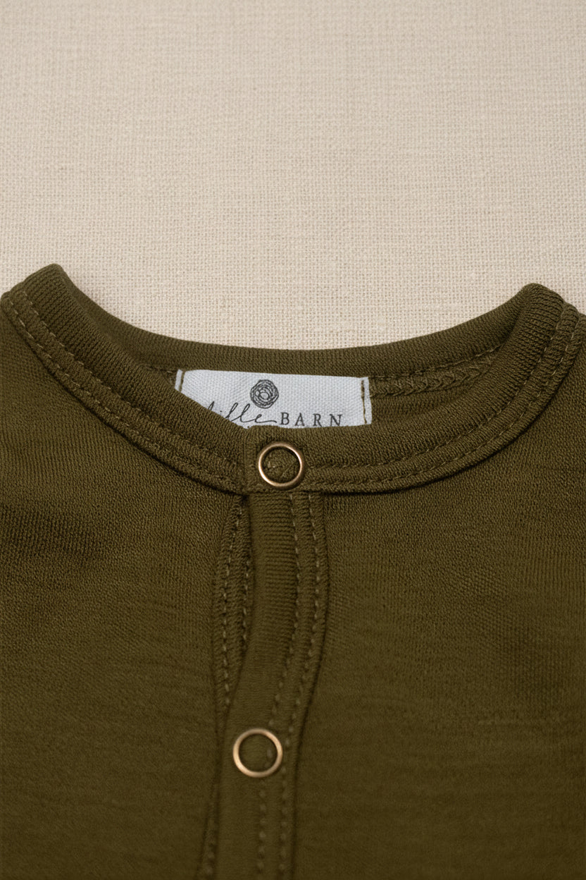 Merino Wool Romper Suit - Fir Green