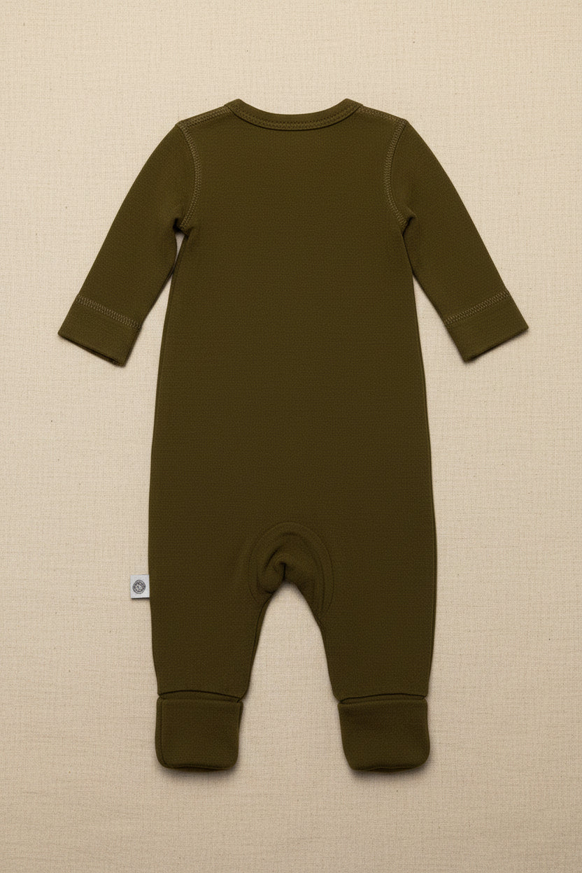 Merino Wool Romper Suit - Fir Green