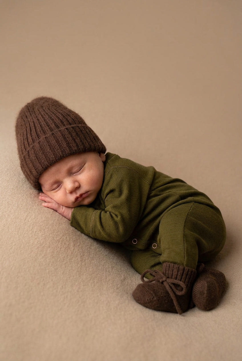 Merino Wool Romper Suit - Fir Green