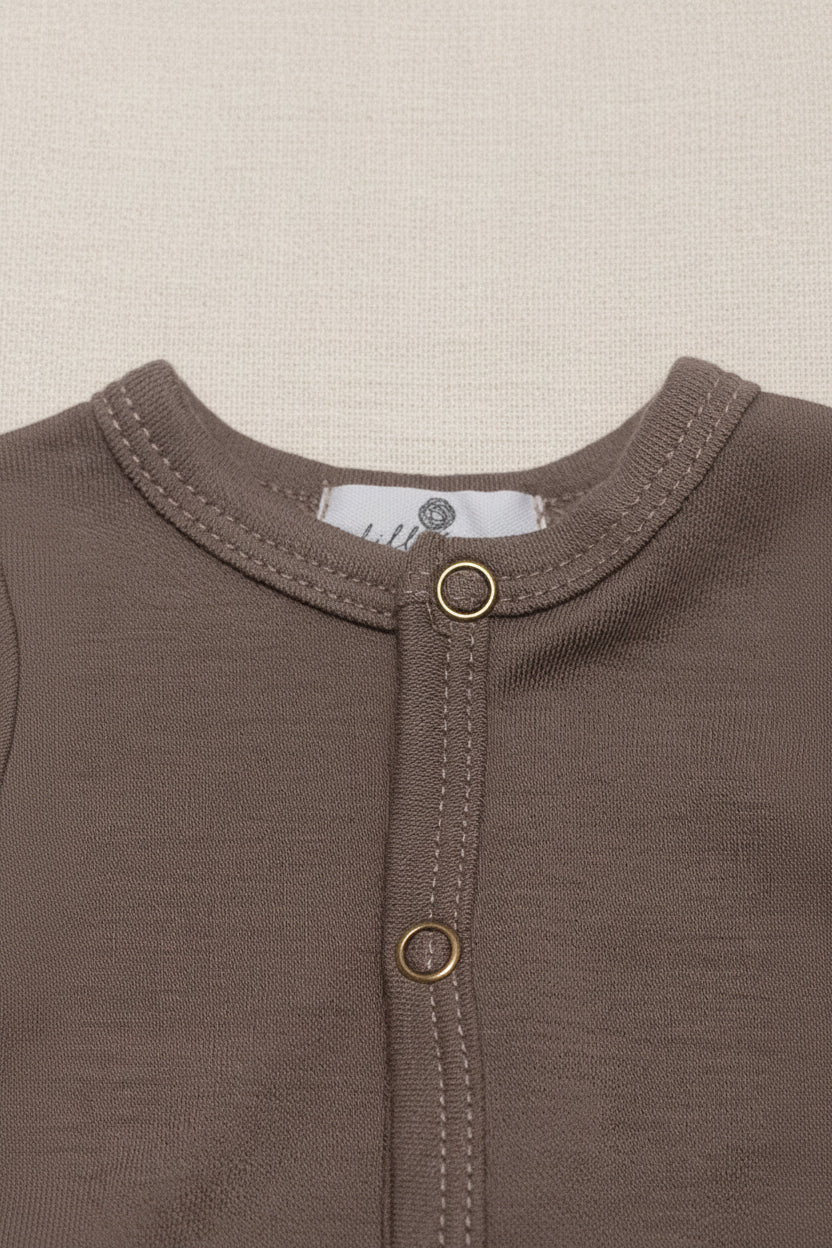 Merino Wool Romper Suit - Walnut