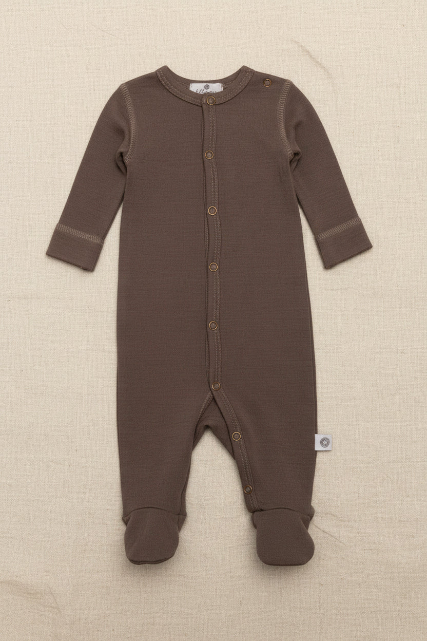Merino Wool Romper Suit - Walnut
