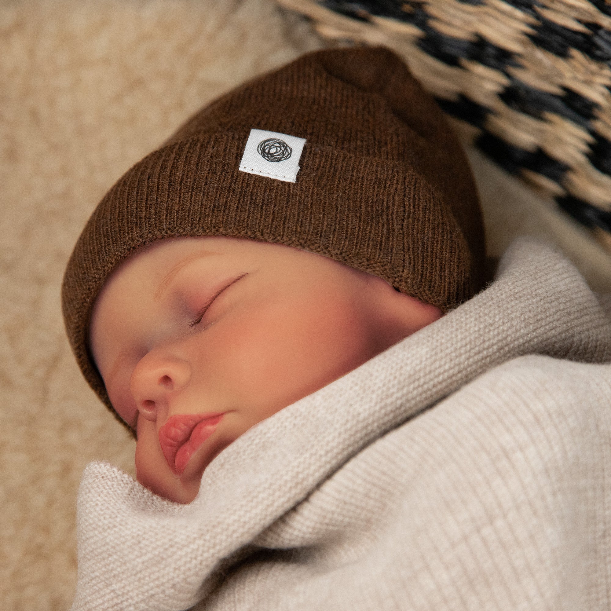 Merino Wool Baby Hat - Brunette