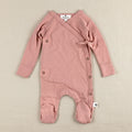 Merino Wool Wrap Romper Suit - Misty Rose