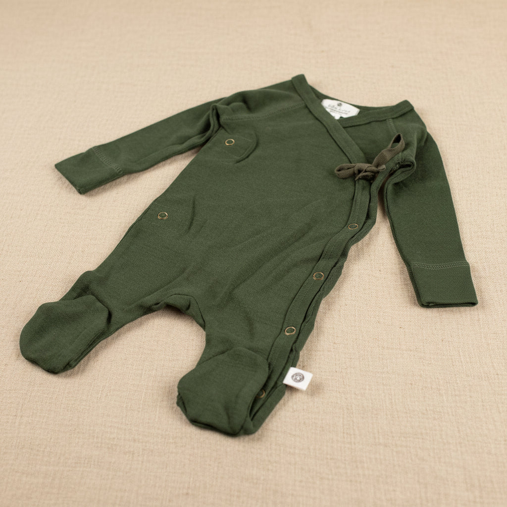 Merino Wool Wrap Romper Suit – Rifle Green