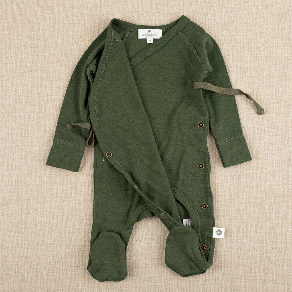 Merino Wool Wrap Romper Suit – Rifle Green