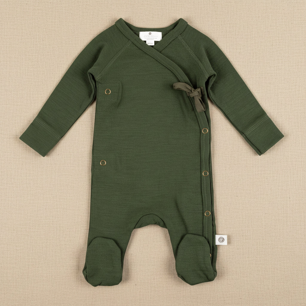 Merino Wool Wrap Romper Suit – Rifle Green