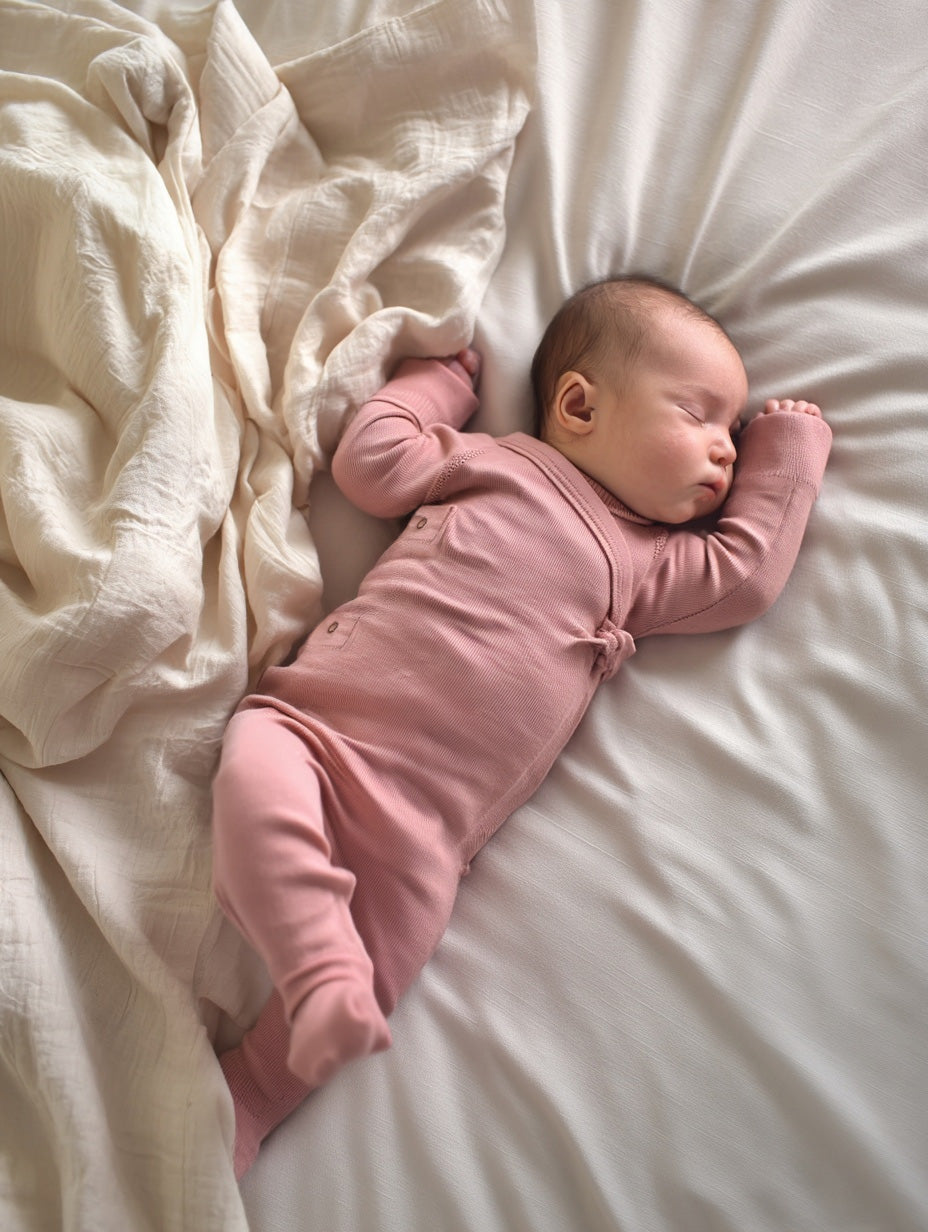Merino Wool Wrap Romper Suit - Misty Rose