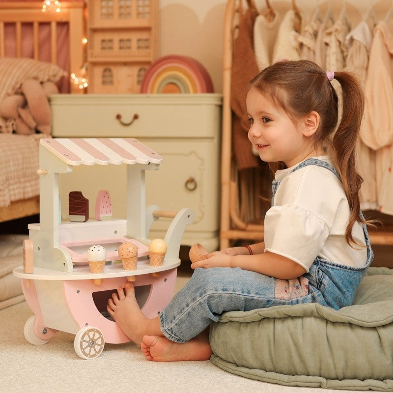 Wooden Ice Cream Shop With Cart