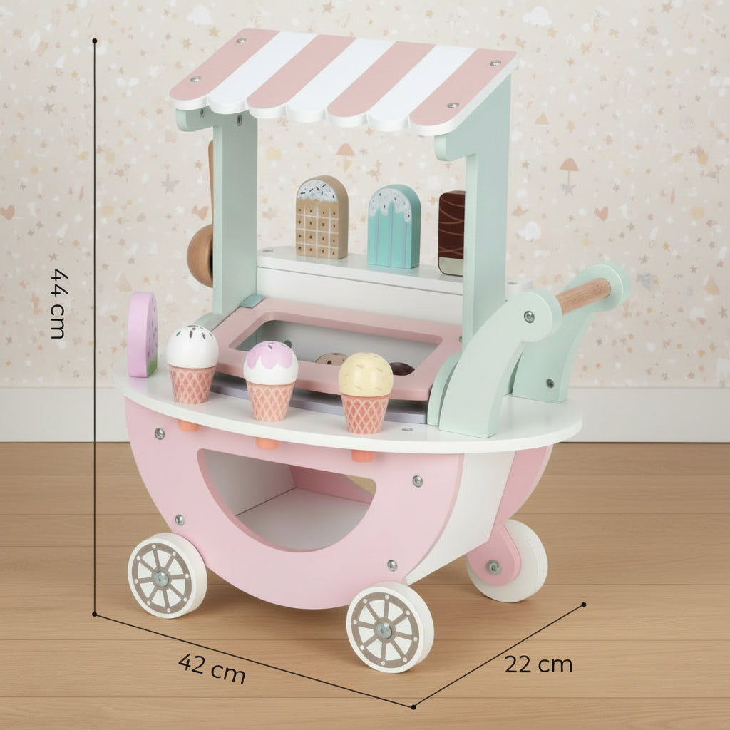 Wooden Ice Cream Shop With Cart