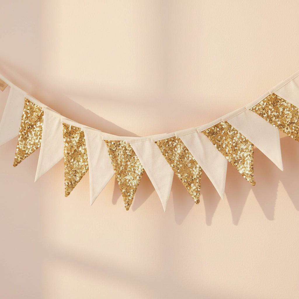 Sequin Garland - Gold and Beige