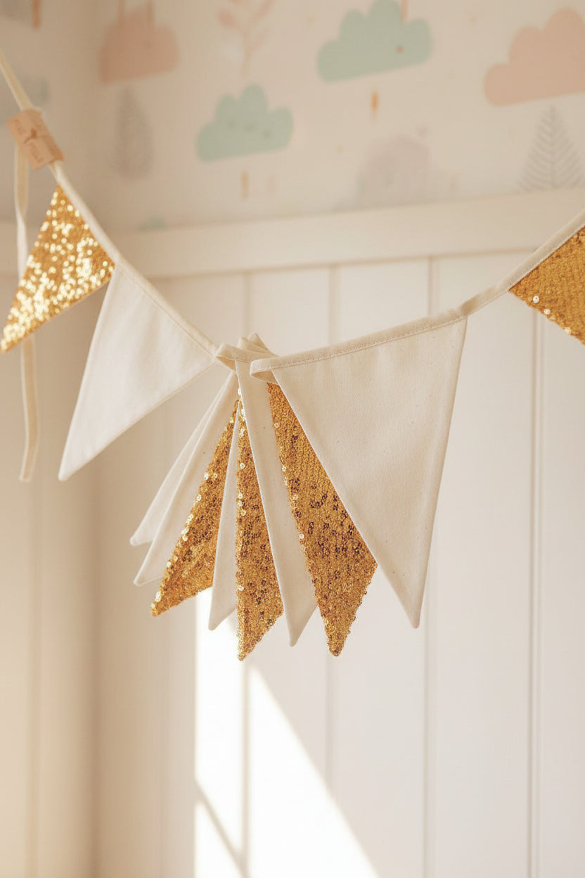 Sequin Garland - Gold and Beige