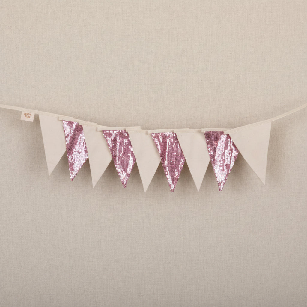 Sequin Garland - Pink and Beige