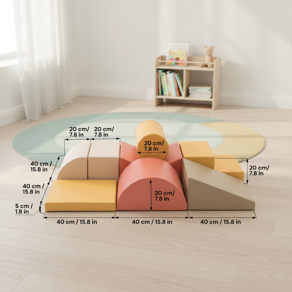 Soft Play 8 Foam Block Set - Pastel Pink Adventurer