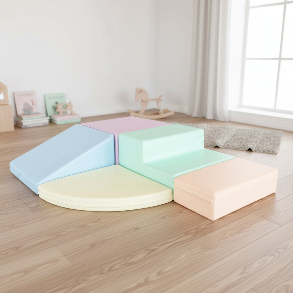 Soft Play 5 Foam Block Set - Light Pastel Corner Climber