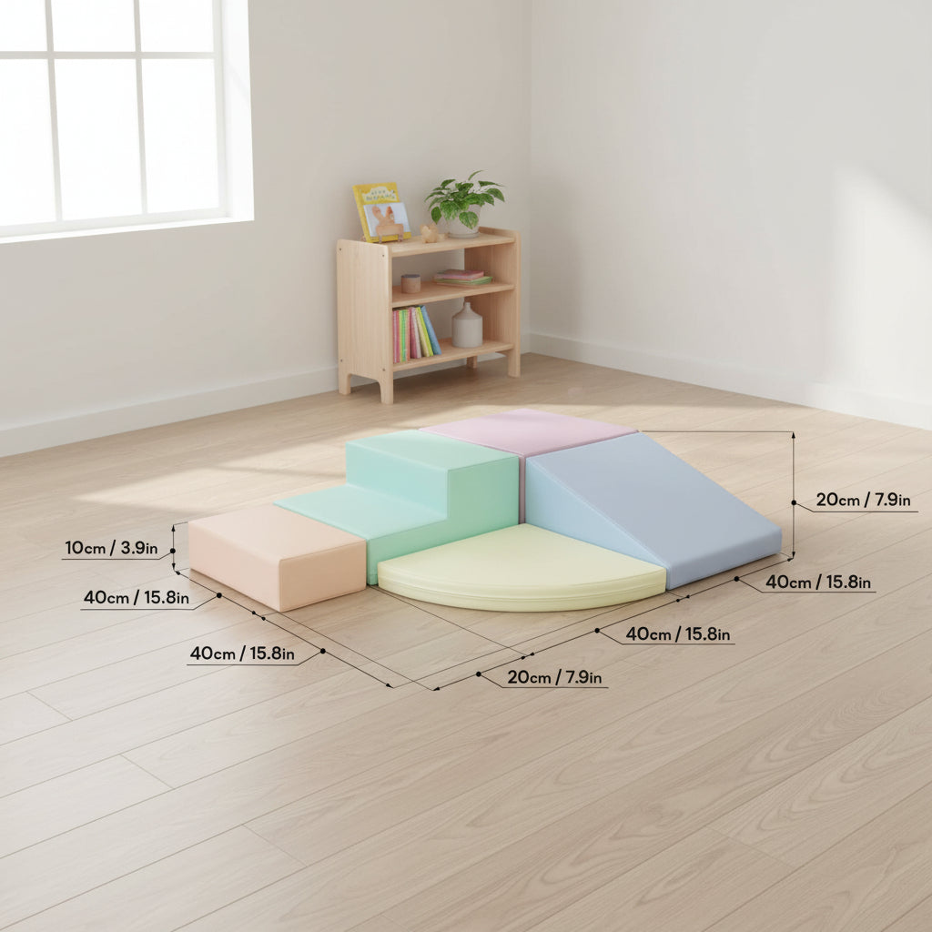 Soft Play 5 Foam Block Set - Light Pastel Corner Climber