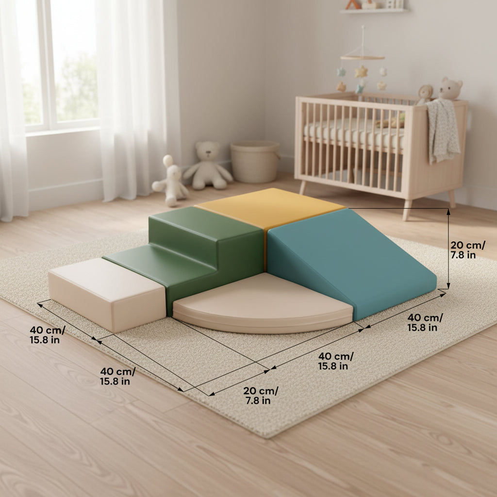 Soft Play 5 Foam Block Set - Pastel Turquoise Corner Climber