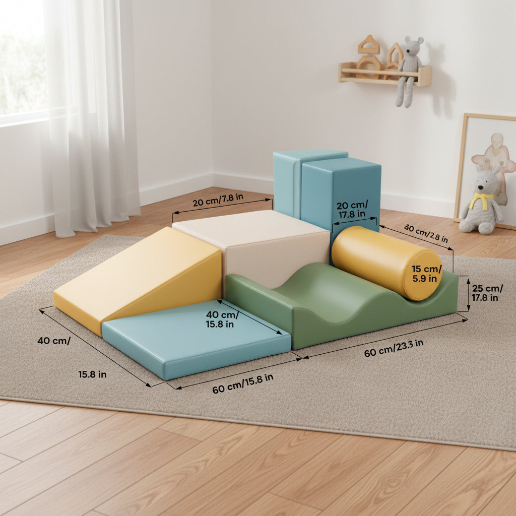 Soft Play 7 Foam Block Set - Pastel Turquoise Discoverer