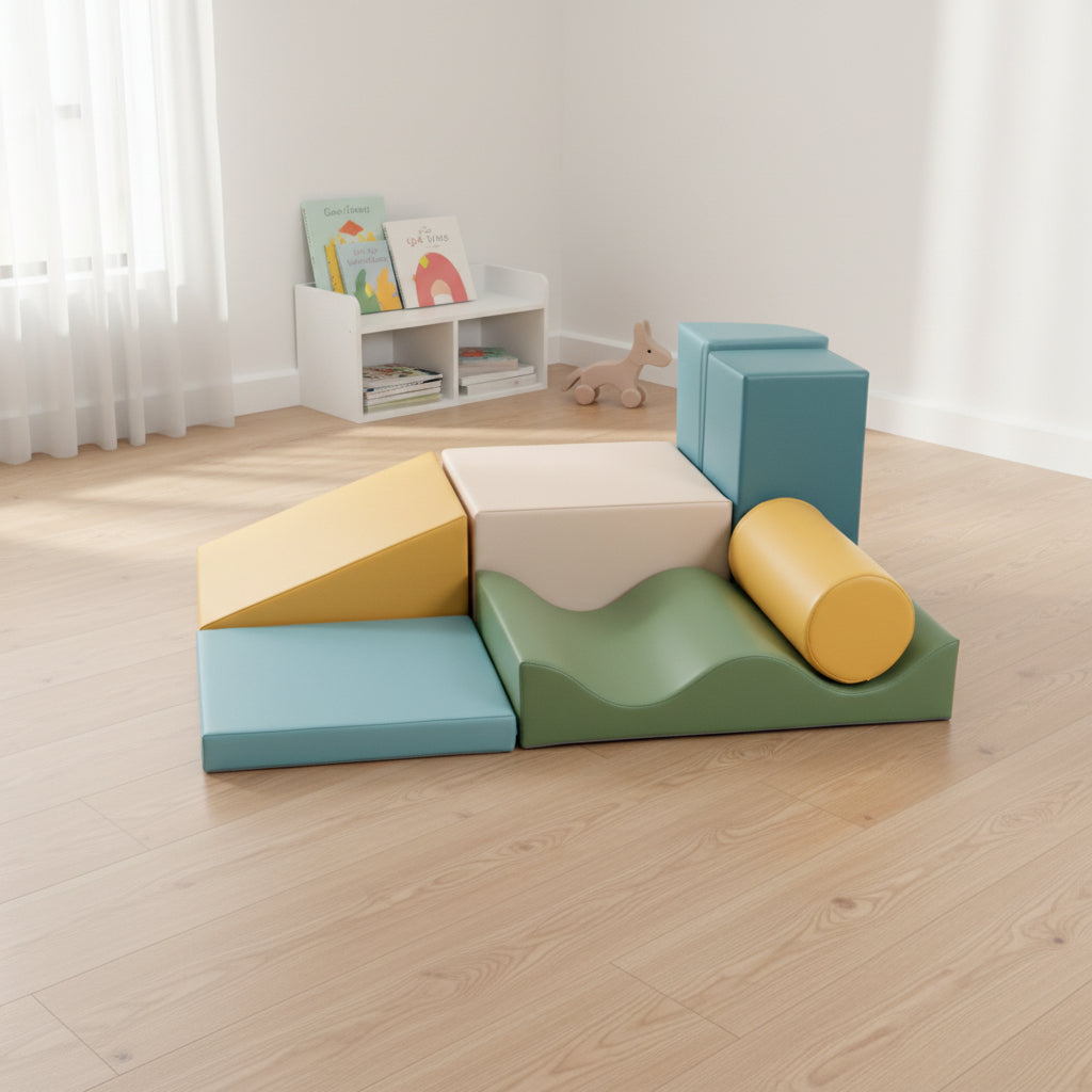 Soft Play 7 Foam Block Set - Pastel Turquoise Discoverer
