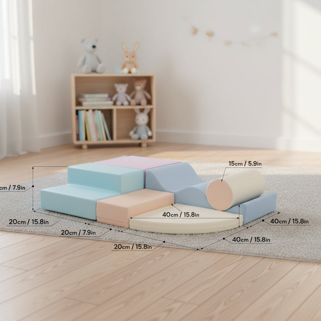 Soft Play 6 Foam Block Set - Light Pastel Explorer