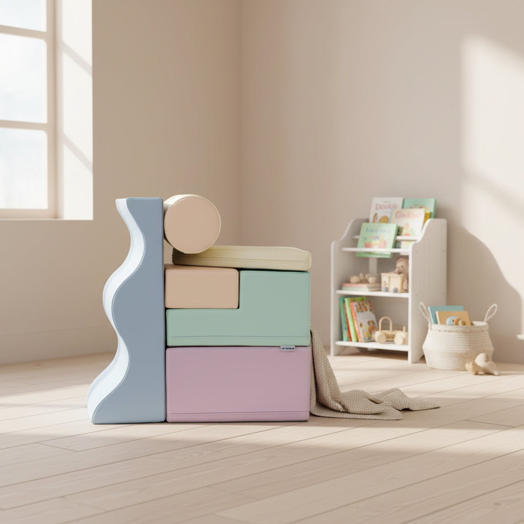 Soft Play 6 Foam Block Set - Light Pastel Explorer