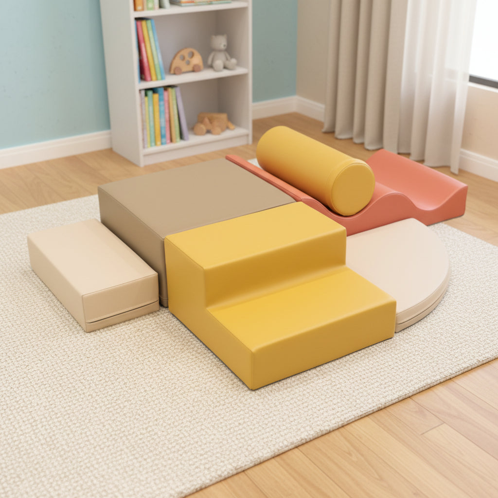 Soft Play 6 Foam Block Set - Pastel Pink Explorer