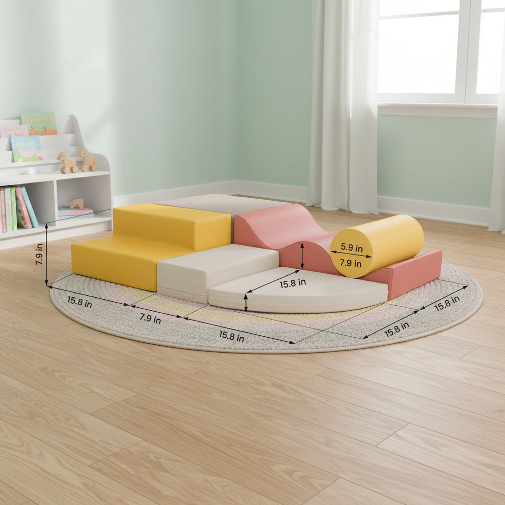Soft Play 6 Foam Block Set - Pastel Pink Explorer