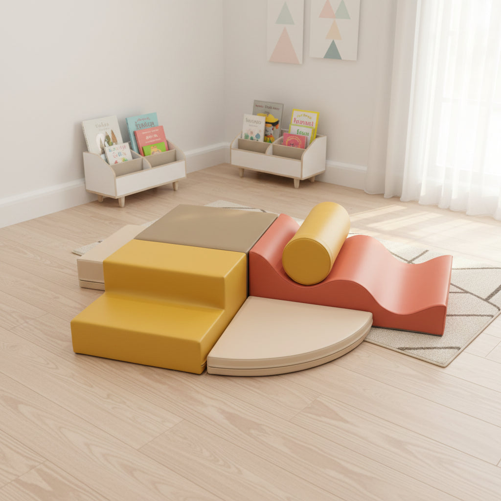 Soft Play 6 Foam Block Set - Pastel Pink Explorer