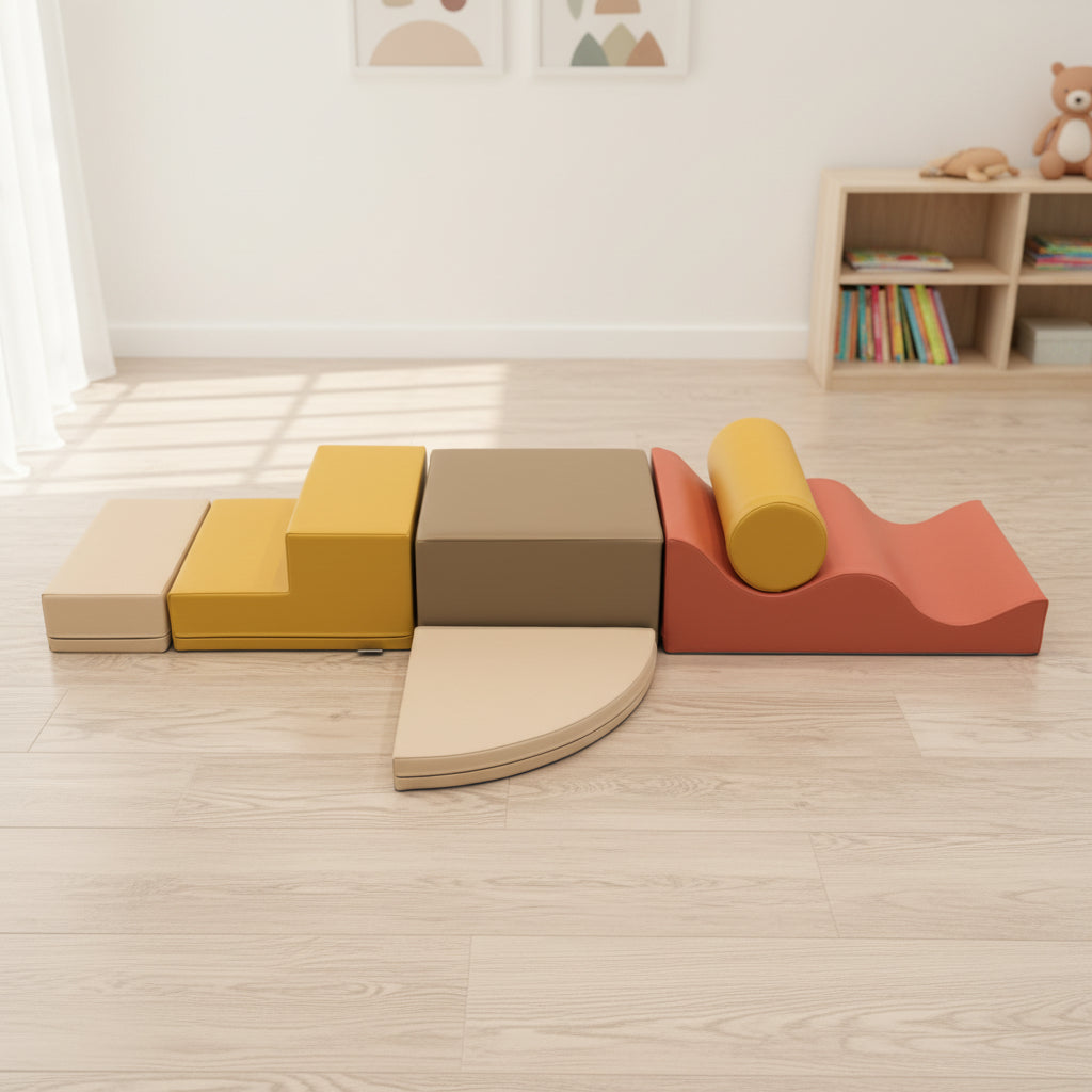 Soft Play 6 Foam Block Set - Pastel Pink Explorer