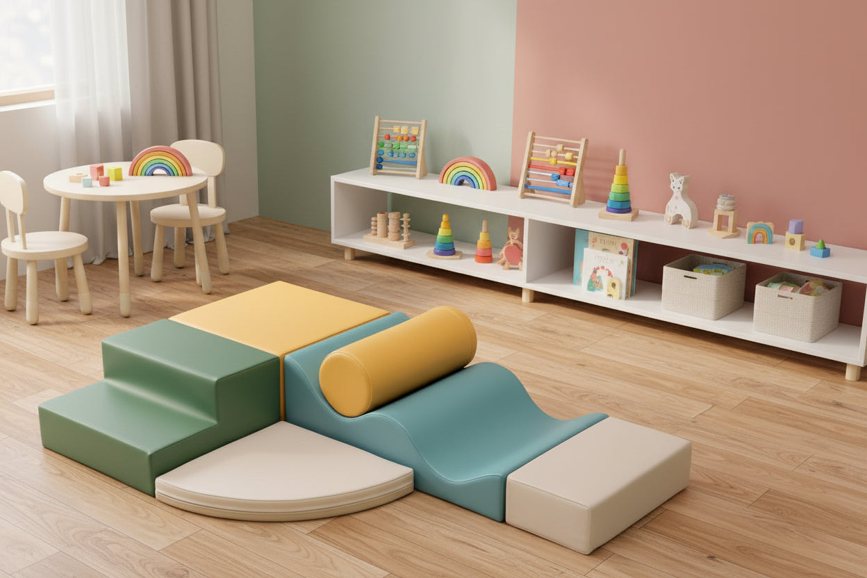 Soft Play 6 Foam Block Set - Pastel Turquoise Explorer